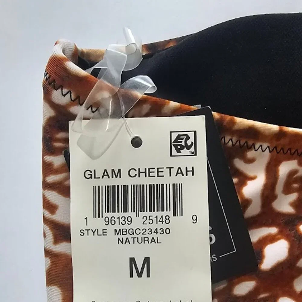 Bar III Glam Cheetah Bandeau Swim Top